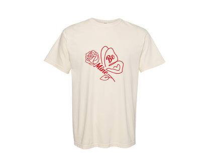 brand:Comfort Colors|color:Ivory|Be Mine Butterfly Svgvalentine Rose Graphic T-Shirt