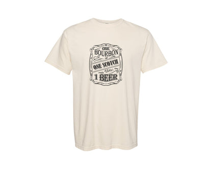 brand:Comfort Colors|color:Ivory|One Bourbon Scotch Blues Music Graphic T-Shirt
