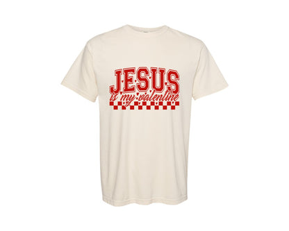 brand:Comfort Colors|color:Ivory|Jesus Is My Valentine Christian 3 Graphic T-Shirt