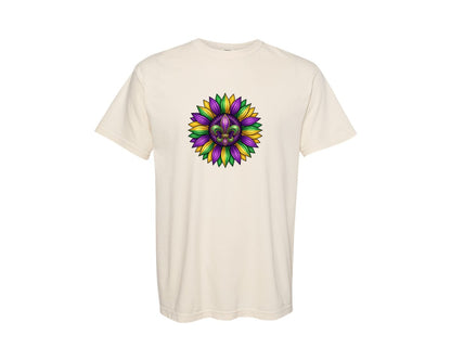brand:Comfort Colors|color:Ivory|Mardi Gras Sunflower Graphic T-Shirt