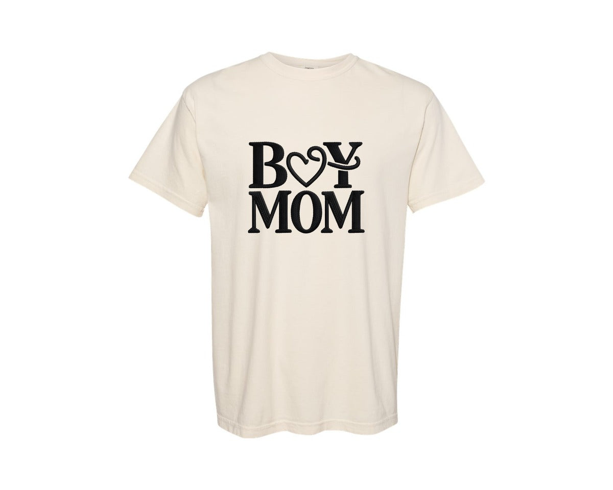 brand:Comfort Colors|color:Ivory|Boy Mom Infinity Heart Design 3 Graphic T-Shirt