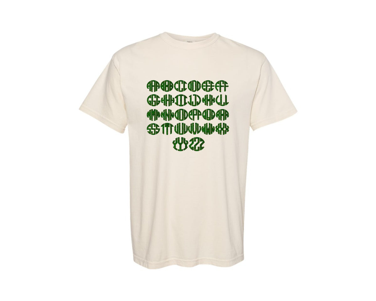 brand:Comfort Colors|color:Ivory|St Patricks Leopard Circle Monogram Graphic T-Shirt
