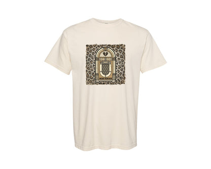 brand:Comfort Colors|color:Ivory|Jukebox Music Vintage Leopard Print Graphic T-Shirt