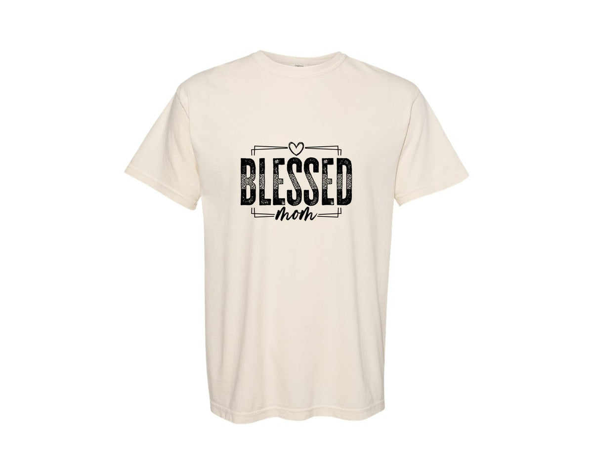 brand:Comfort Colors|color:Ivory|Blessed Mom Mama Mom Graphic T-Shirt