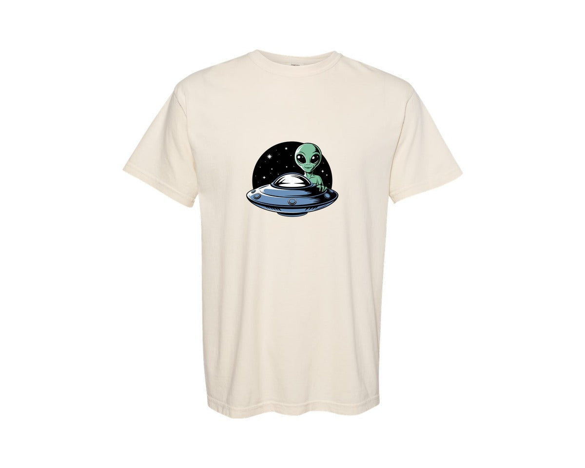 brand:Comfort Colors|color:Ivory|Retro Vintage Ufo Alien T Shirt Design 4 Graphic T-Shirt