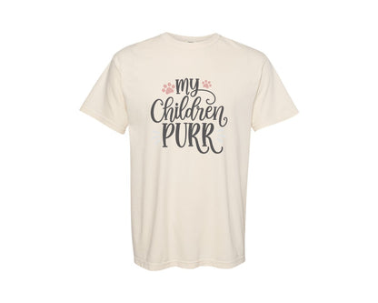 brand:Comfort Colors|color:Ivory|My Children Purr Cute Cat Quote Graphic T-Shirt