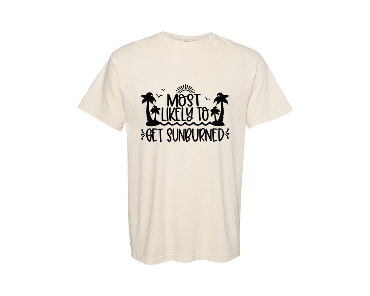brand:Comfort Colors|color:Ivory|Most Likely To Get Sunburned Cruise Graphic T-Shirt