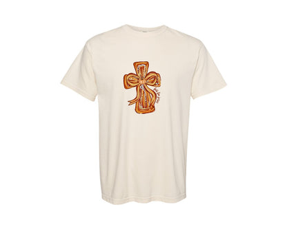 brand:Comfort Colors|color:Ivory|Fall For Jesus Christian Fall Cross Graphic T-Shirt