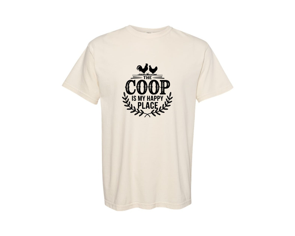 brand:Comfort Colors|color:Ivory|The Coop Is My Happy Place T Shirt Desig Graphic T-Shirt