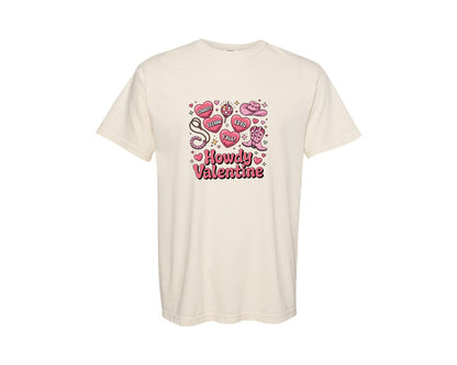 brand:Comfort Colors|color:Ivory|Western Valentines Howdy Valentine 2 Graphic T-Shirt