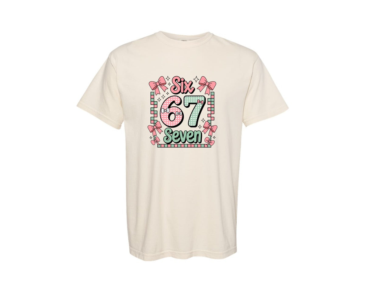 brand:Comfort Colors|color:Ivory|Trendy Six Seven 6 7 Valentines Day Graphic T-Shirt