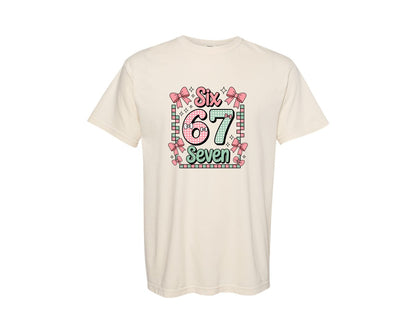 brand:Comfort Colors|color:Ivory|Trendy Six Seven 6 7 Valentines Day Graphic T-Shirt