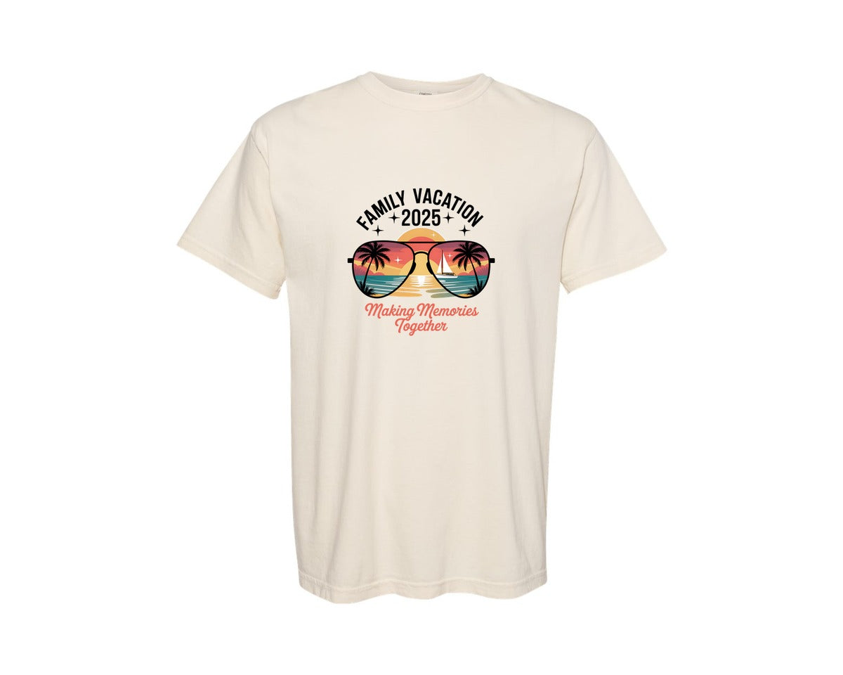 brand:Comfort Colors|color:Ivory|Family Vacation 2025 Making Memories 2 Graphic T-Shirt