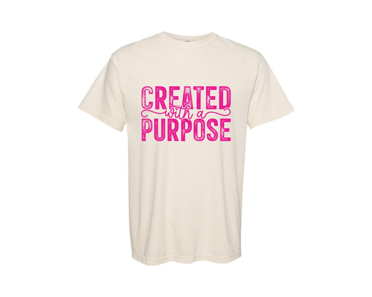 brand:Comfort Colors|color:Ivory|Created With A Purpose Christian Quote 4 Graphic T-Shirt