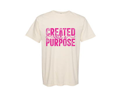 brand:Comfort Colors|color:Ivory|Created With A Purpose Christian Quote 4 Graphic T-Shirt