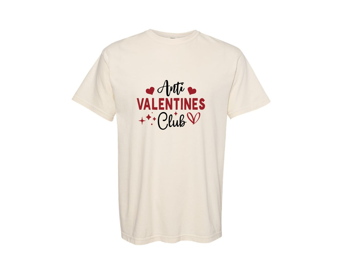 brand:Comfort Colors|color:Ivory|Anti Valentine Club Valentines Graphic T-Shirt