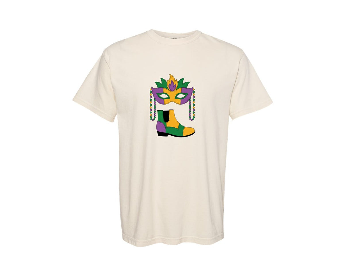 brand:Comfort Colors|color:Ivory|Mardi Gras Shrimp Boot Mardi Gras Pn Graphic T-Shirt