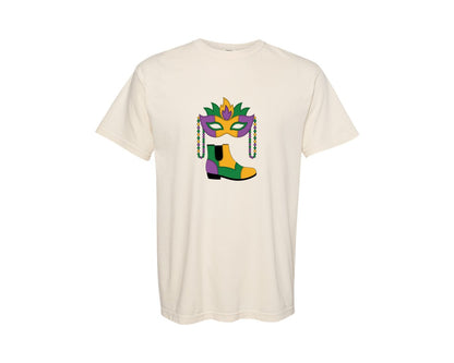 brand:Comfort Colors|color:Ivory|Mardi Gras Shrimp Boot Mardi Gras Pn Graphic T-Shirt