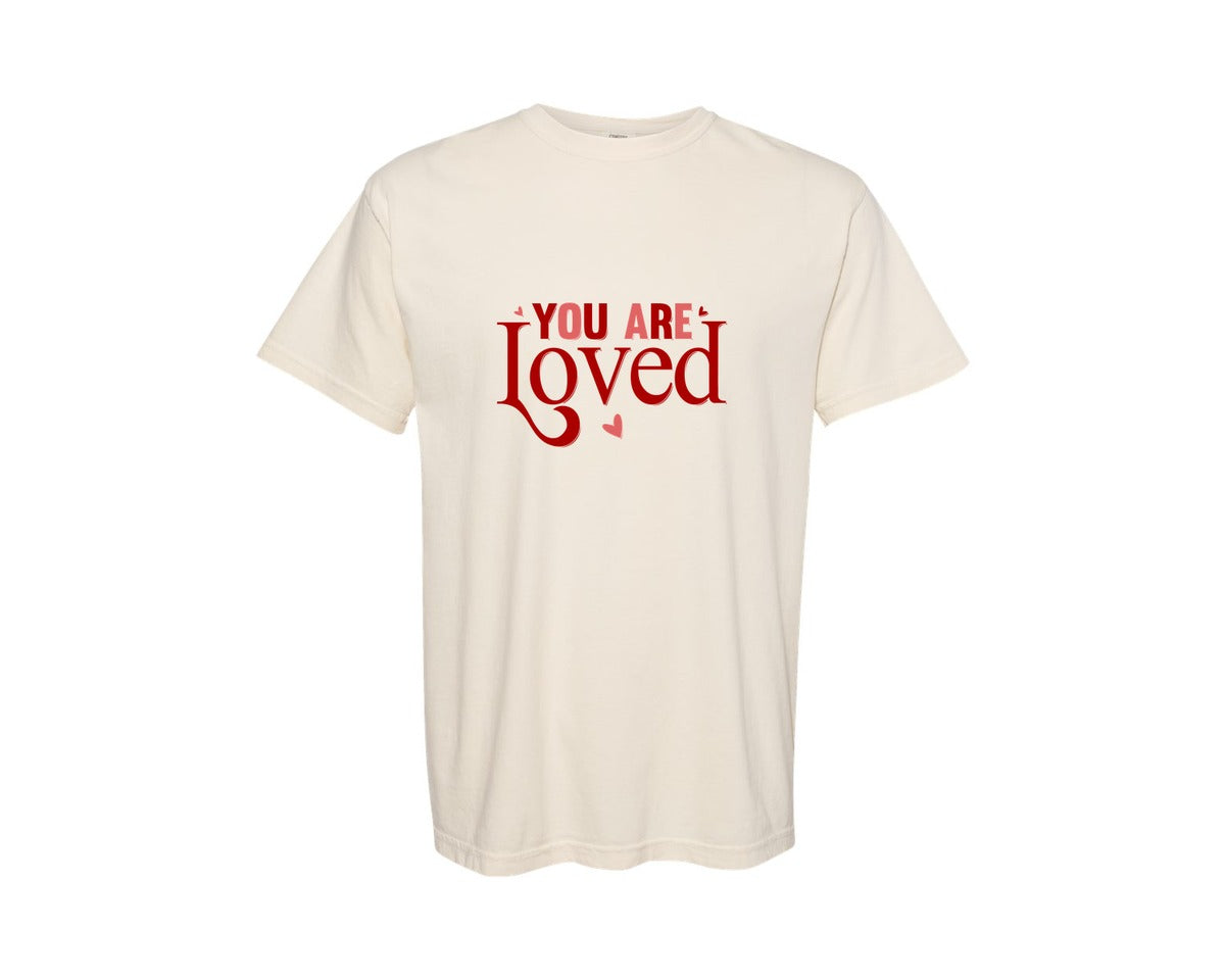 brand:Comfort Colors|color:Ivory|You Are Loved Xoxo Valentine Sleeve 9 Graphic T-Shirt