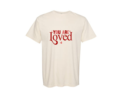 brand:Comfort Colors|color:Ivory|You Are Loved Xoxo Valentine Sleeve 9 Graphic T-Shirt