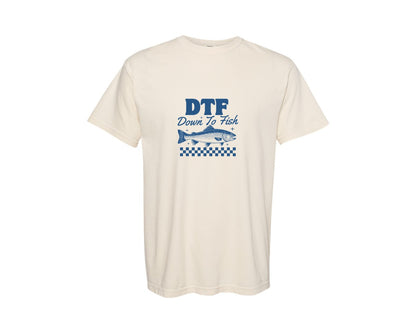 brand:Comfort Colors|color:Ivory|Trendy Summer Dtf Funny Fishing Graphic T-Shirt