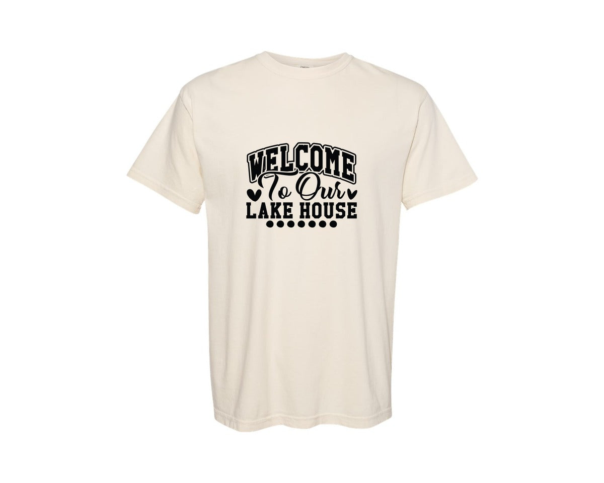 brand:Comfort Colors|color:Ivory|Welcome To Our Lake House 15 Graphic T-Shirt