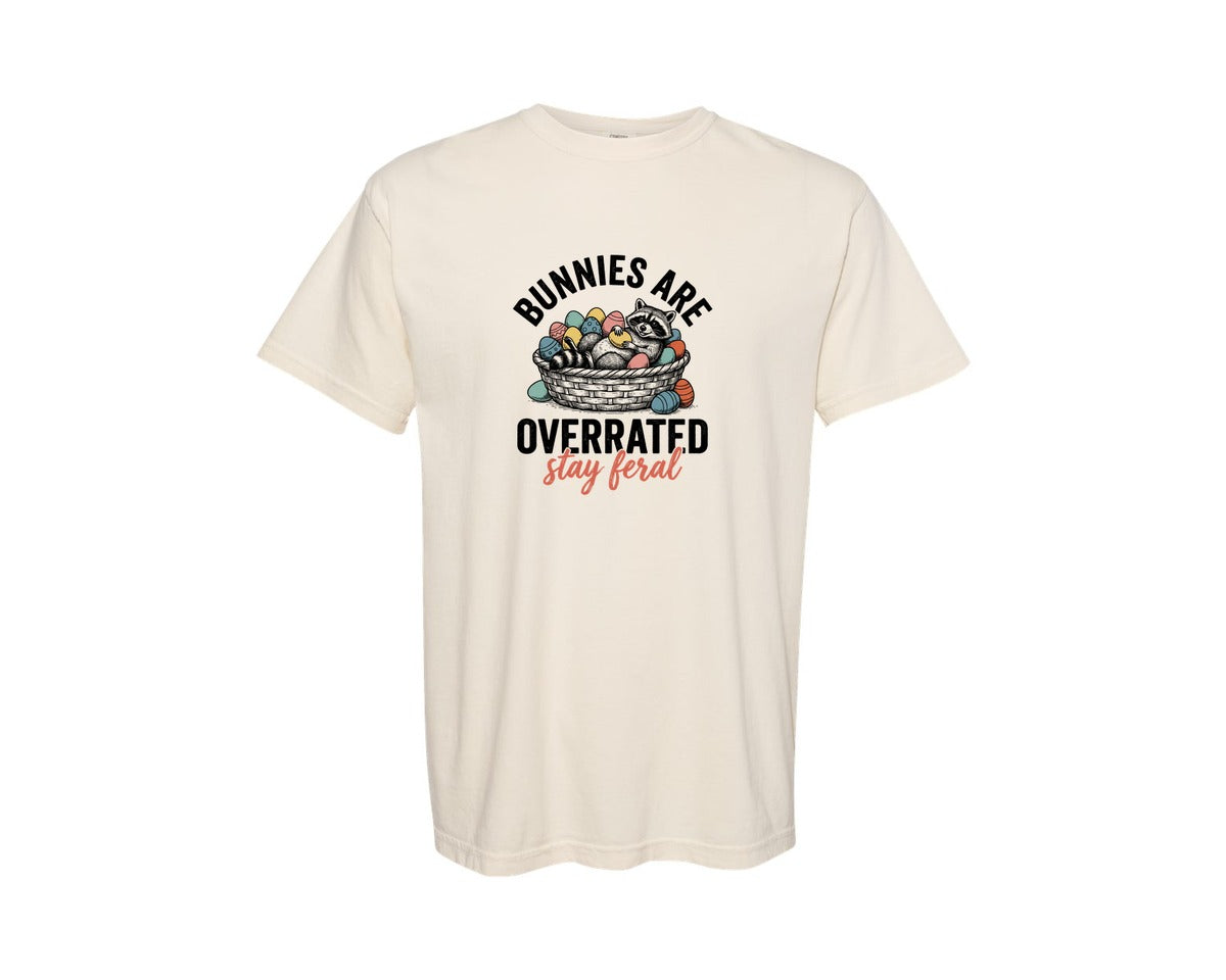 brand:Comfort Colors|color:Ivory|Easter Bunnies Are Overrated Stay Feral Graphic T-Shirt
