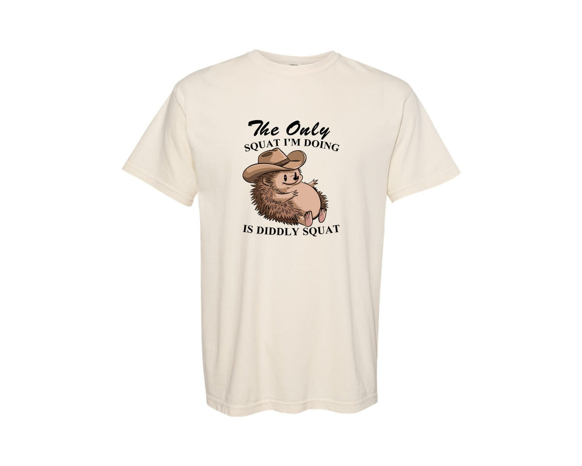 brand:Comfort Colors|color:Ivory|The Only Squat Im Doing Is Diddly Squat 9 Graphic T-Shirt