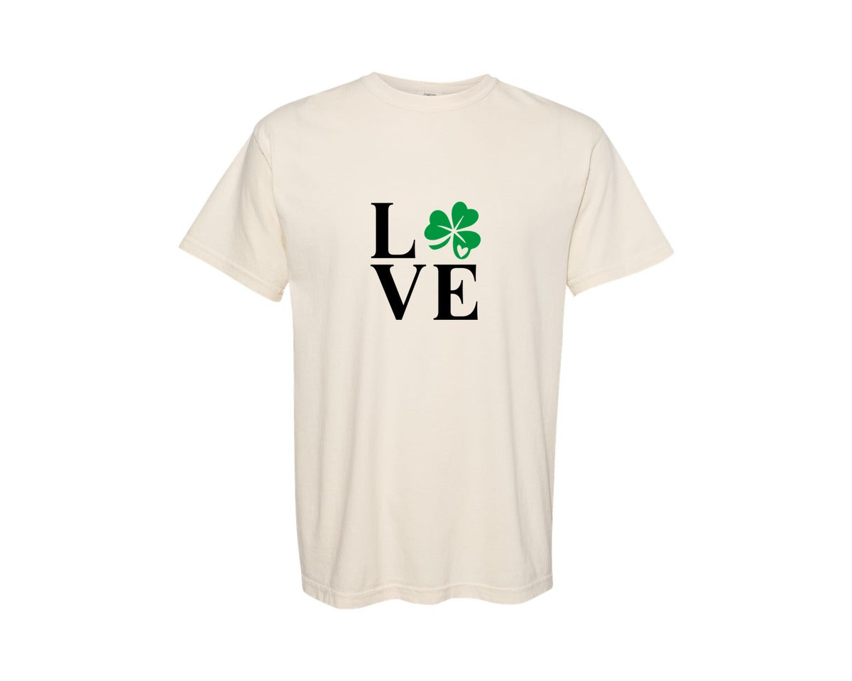 brand:Comfort Colors|color:Ivory|Lucky Love Retro St Patricks Shirt Graphic T-Shirt