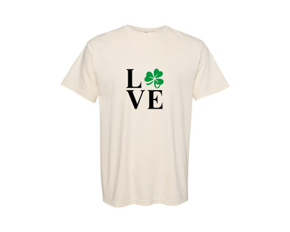 brand:Comfort Colors|color:Ivory|Lucky Love Retro St Patricks Shirt Graphic T-Shirt
