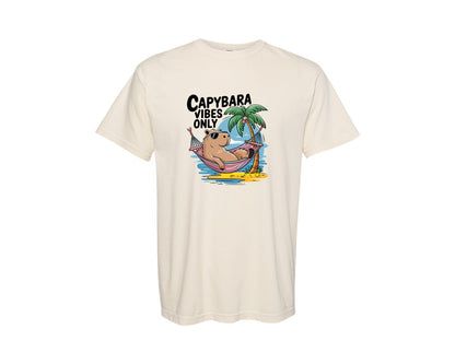 brand:Comfort Colors|color:Ivory|Capybara Vibes Only Summer T Shirt Print Graphic T-Shirt