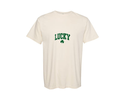 brand:Comfort Colors|color:Ivory|Lucky Varsity St Patricks Day 2 Graphic T-Shirt