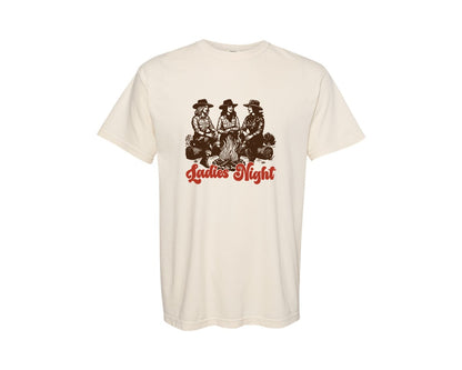 brand:Comfort Colors|color:Ivory|Retro Cowgirl Ladies Night Campfire Graphic T-Shirt
