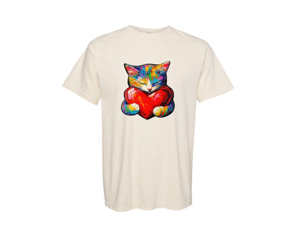 brand:Comfort Colors|color:Ivory|Heart Kitty Love Cat Cute Cat Graphic T-Shirt