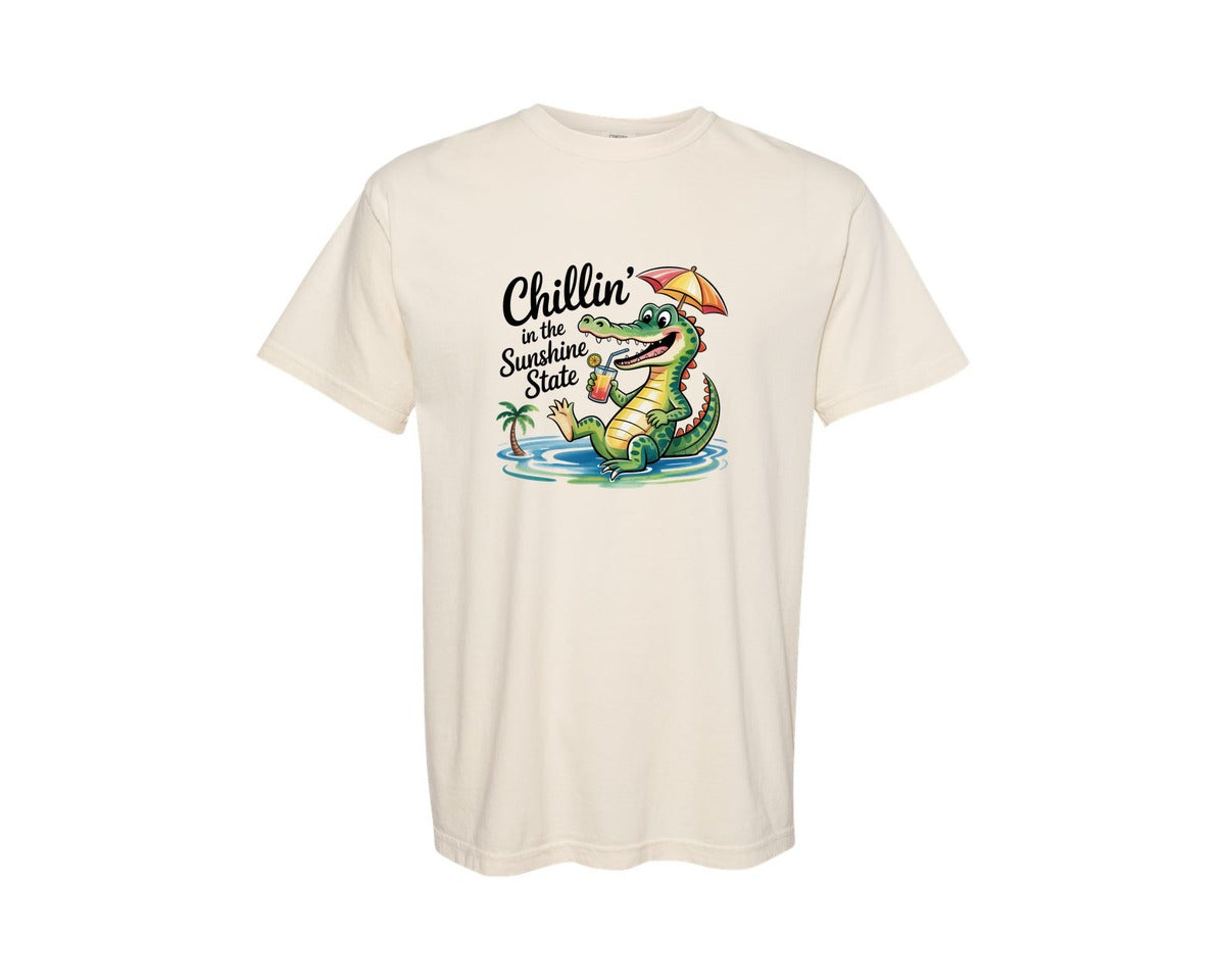 brand:Comfort Colors|color:Ivory|Crocodile Florida Sunshine State Graphic T-Shirt