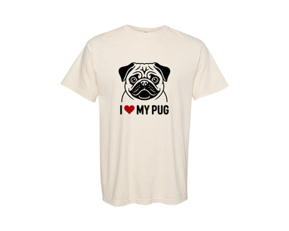 brand:Comfort Colors|color:Ivory|I Love My Pug Ai Graphic T-Shirt