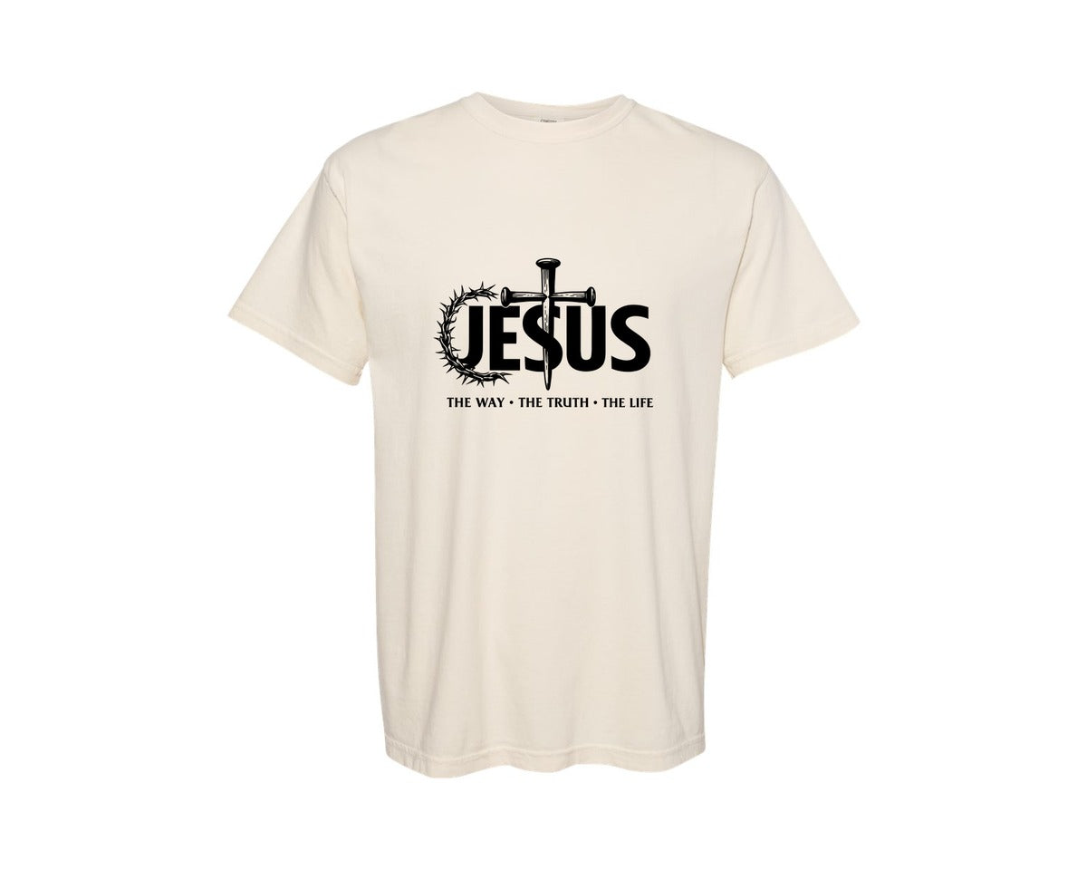 brand:Comfort Colors|color:Ivory|Jesus Way Truth Life Design 2 Graphic T-Shirt