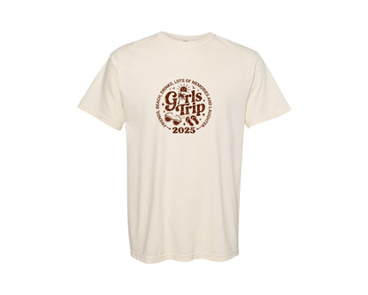brand:Comfort Colors|color:Ivory|Girls Trip 2025 Shirt Girls Vacation Graphic T-Shirt