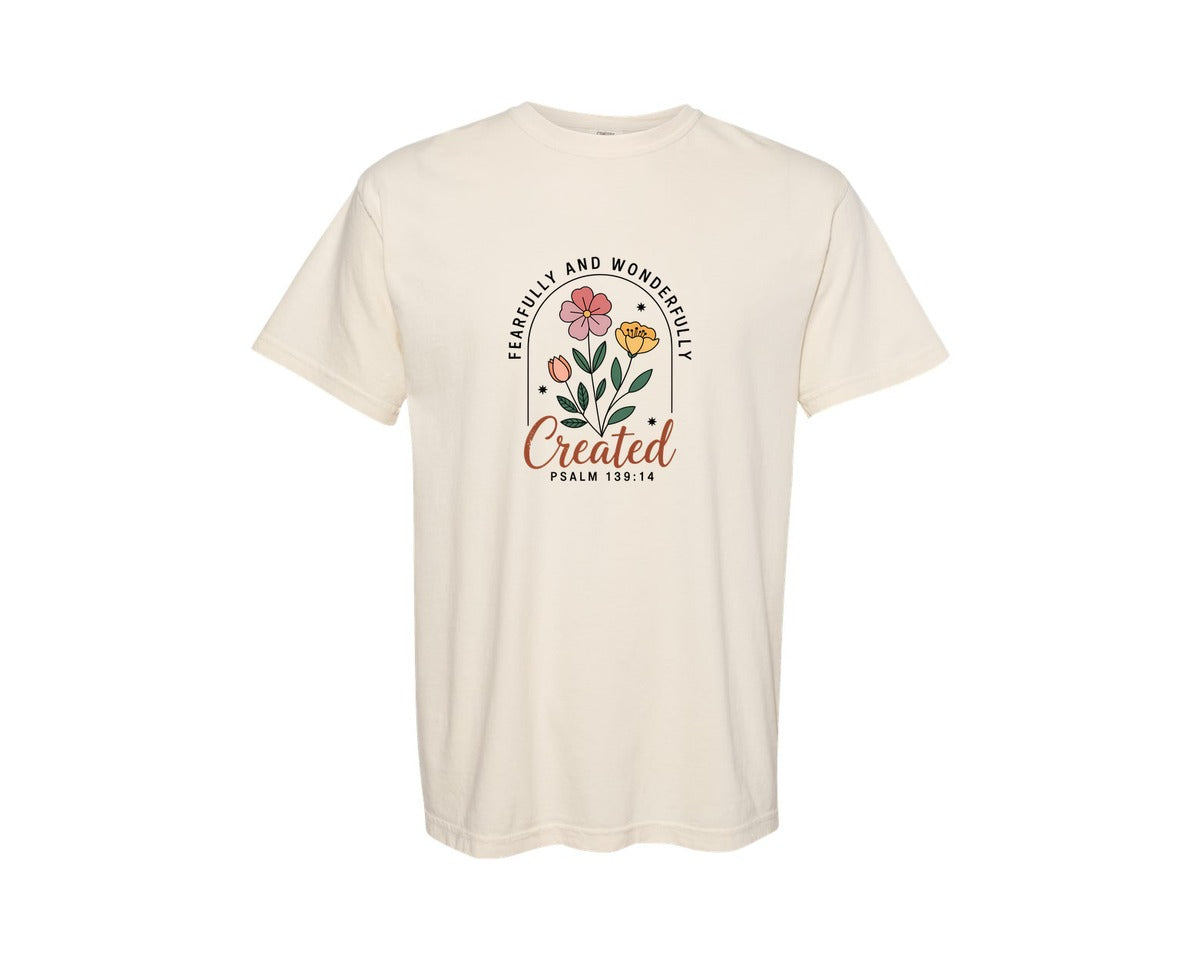 brand:Comfort Colors|color:Ivory|Minimal Christian Floral Psalm 2 Graphic T-Shirt