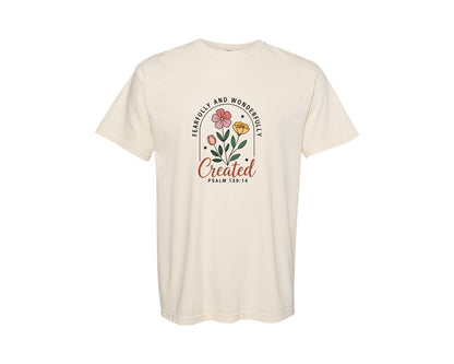 brand:Comfort Colors|color:Ivory|Minimal Christian Floral Psalm 2 Graphic T-Shirt