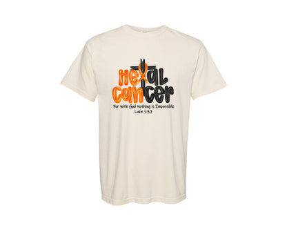 brand:Comfort Colors|color:Ivory|Heal Cancer Preppy Kidney Cancer Graphic T-Shirt