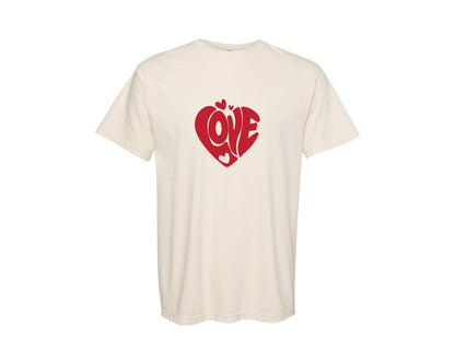 brand:Comfort Colors|color:Ivory|Couple Matching Valentine Love Heart Graphic T-Shirt