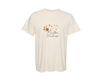 brand:Comfort Colors|color:Ivory|Scatter Kindness Dandelion Blowing 2 Graphic T-Shirt