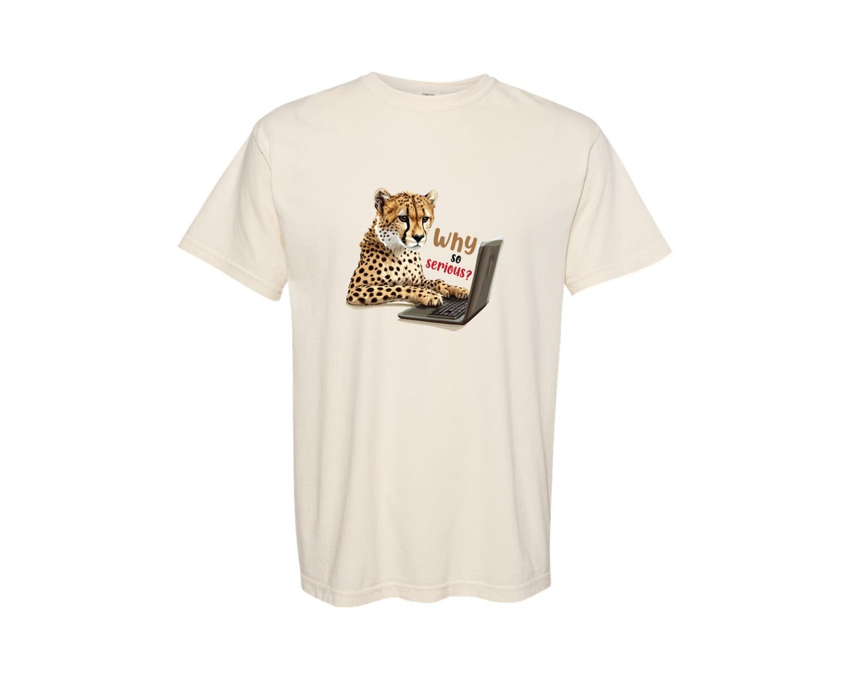 brand:Comfort Colors|color:Ivory|Tiger Typing On A Laptop T Shirt Print Graphic T-Shirt