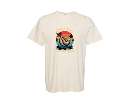 brand:Comfort Colors|color:Ivory|Pura Vida Costa Rica Sloth Vacation Graphic T-Shirt