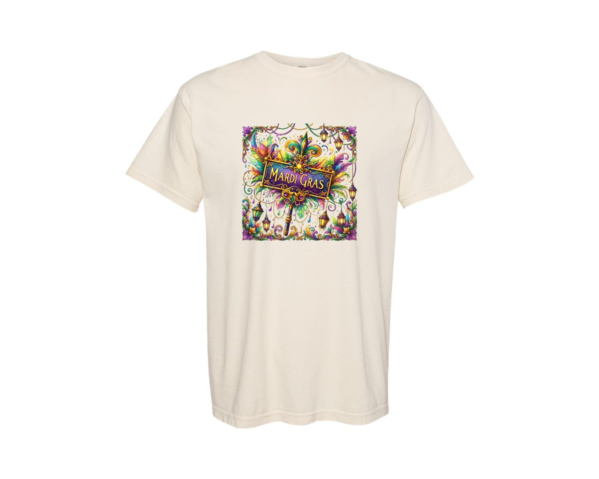 brand:Comfort Colors|color:Ivory|Mardi Gras Ornate Frame Graphic T-Shirt