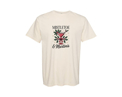 brand:Comfort Colors|color:Ivory|Mistletoe And Martinis Drink Graphic T-Shirt