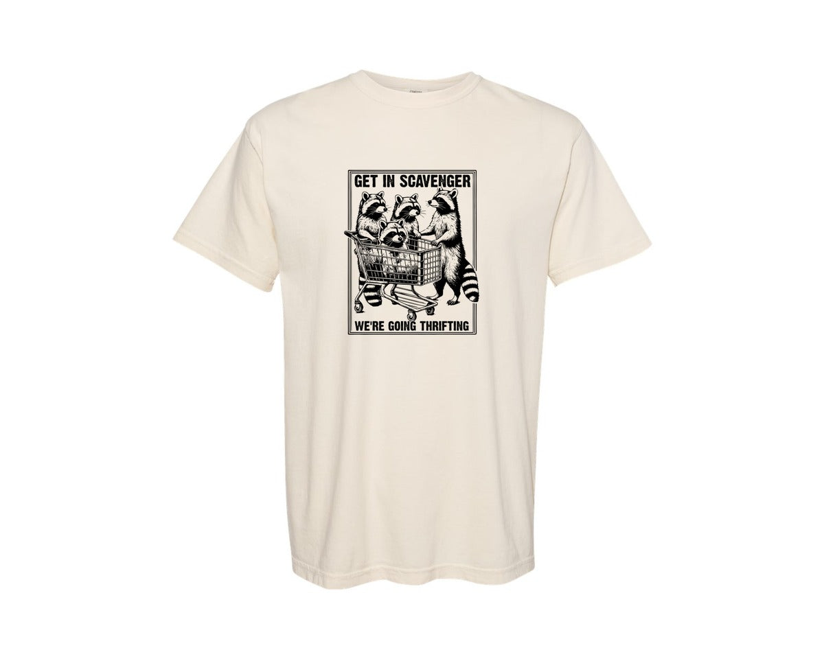 brand:Comfort Colors|color:Ivory|Were Going Thrifting Raccoon Graphic T-Shirt
