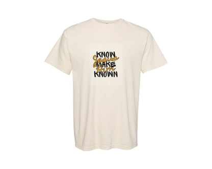 brand:Comfort Colors|color:Ivory|Know Jesus Make Him Known Christian Graphic T-Shirt