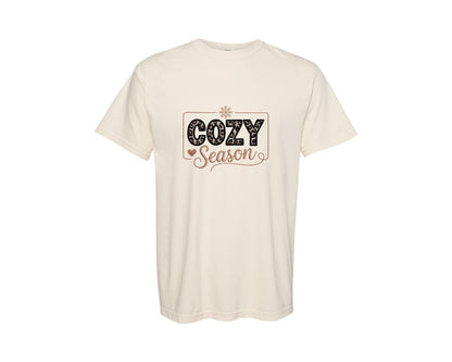 brand:Comfort Colors|color:Ivory|Cozy Season Leopard Print Winter Graphic T-Shirt